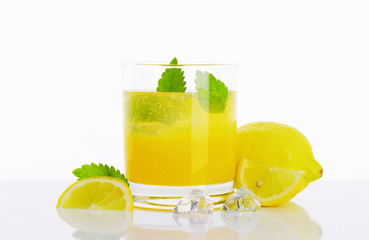 Glass of lemon juice drink