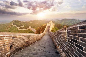 Fototapete Chinesische Mauer Skyline und große Mauer bei Sonnenaufgang