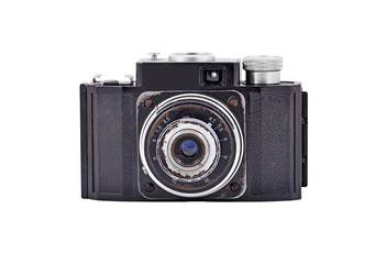 Old vintage camera, isolated on white background