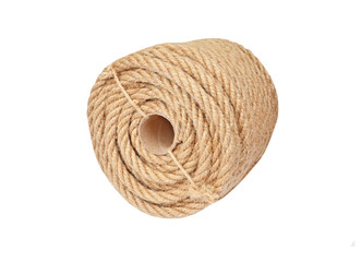 Natural fiber manila rope, isolated on white background