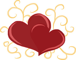 Two hearts with ornate elements