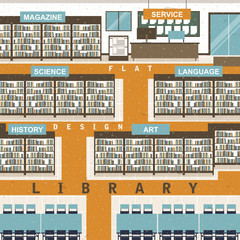 flat design library scene