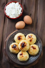 Cottage cheese pancakes, view from above