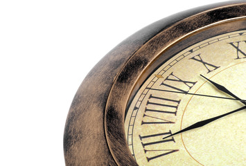 Old clock isolated on a white background