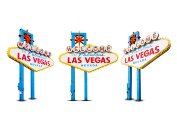 Tableaux ronds sur aluminium brossé Lieux américains Bienvenue au panneau de Las Vegas