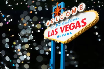 Gordijnen Welkom bij Las Vegas Sign © somchaij