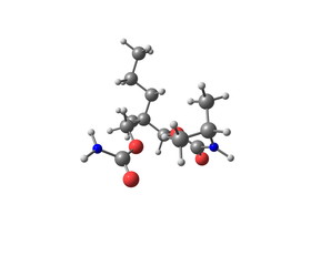 Carisoprodol molecule isolated on white