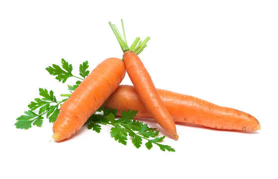 mature carrot closeup isolated on a white background