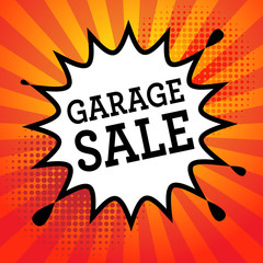 Comic explosion with text Garage Sale, vector