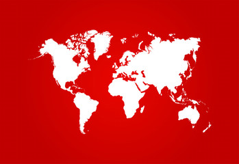 World Map Blueprint With Red Background Vector