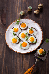 quail egg canapes