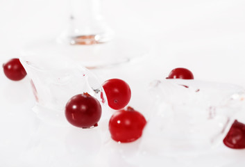 Cranberries in ice