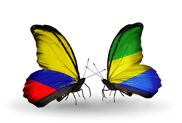Two butterflies with flags Columbia and Gabon