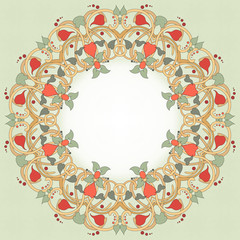Round vector frame with floral ornament © anna_zubkova