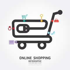 infographics vector online shopping design diagram line style.