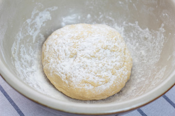 Bowl full of dough for pasta.