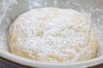 Bowl full of dough for pasta.