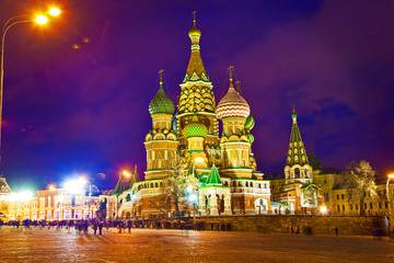 Fototapeta na wymiar St. Basil's Cathedral in Moscow, Night photography