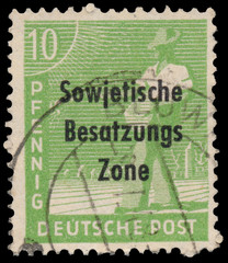 Stamp printed in Germany shows sower