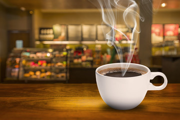 Hot Cup of Coffee in Coffee Shop