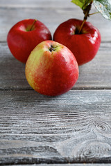 Juicy apples on the boards