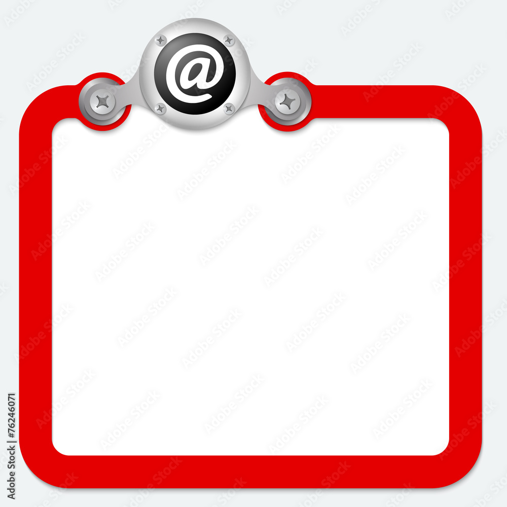 Poster red frame for text and email symbol