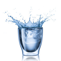 Glass Of Water Splash With Ice Cube