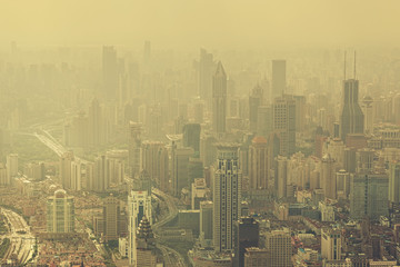 Severe air pollition in Shanghai, China