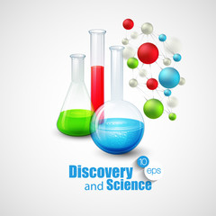 Chemical Science and discovery. Vector illustration. Molecule