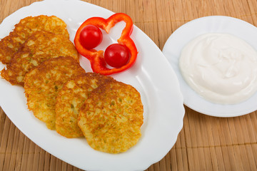 Potato pancakes with vegetables