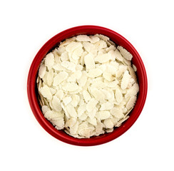 Aerial of uncooked puffed rice poha