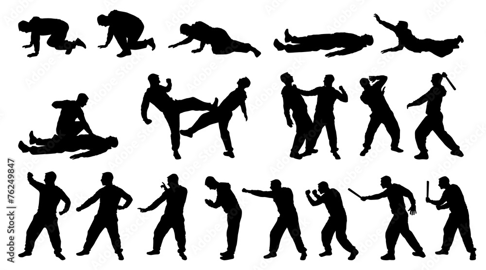 Wall mural SILHOUETTE COMBAT MAN AND MARTIAL ARTS