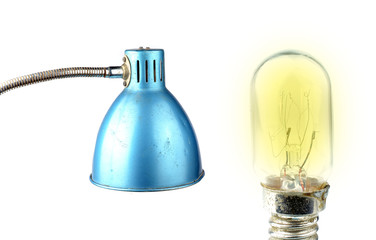 Old blue lamp isolated on white background.