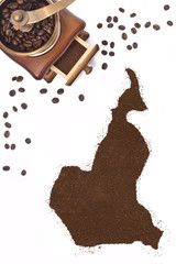 Coffee powder in the shape of Cameroon and a coffee mill.(series