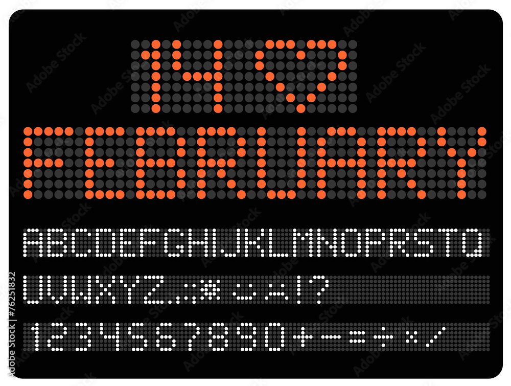 Poster information led timeboard. digits and letters vector clip-art. v