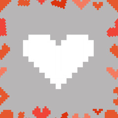 Valentine greeting card with pixel hearts