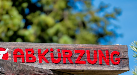 Schild Abkürzung