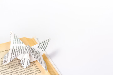 origami butterfly on book