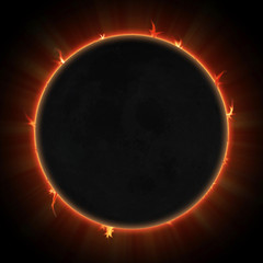 Fototapeta premium Solar eclipse. Black moon over sun.