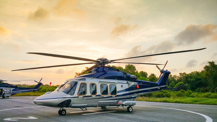 Helicopter parking in Hangar and prepare for fly