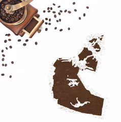 Coffee powder in the shape of Northwest Territories and a coffee
