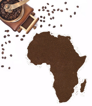 recommend clip art: Coffee powder in the shape of Africa and a coffee mill.(series)