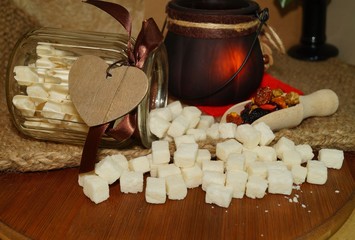 Coconut candy - cut into cubes
