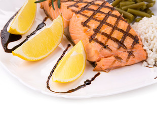 Grilled salmon steak