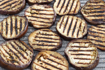 Grilled eggplant in slices