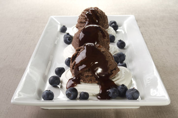 chocolate ice cream with blueberries