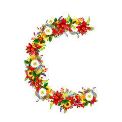 Floral letter C for your design