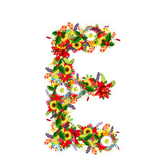 Floral letter E for your design