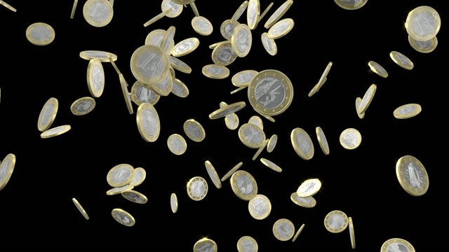 Euro Rain-Colliding Coins (50p +alpha+depth+without glowing)