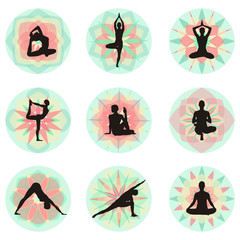 Yoga Postures with floral background
